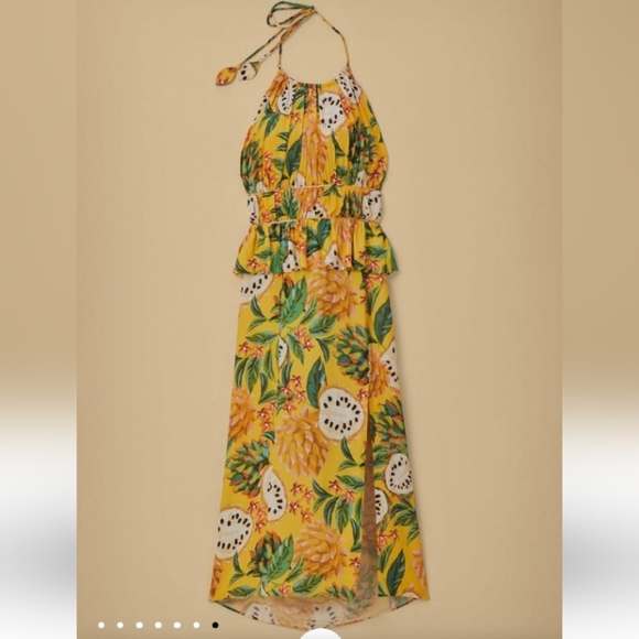 FARM Rio Dresses & Skirts - Farm Rio Yellow Biriba Midi Sleeveless Dress